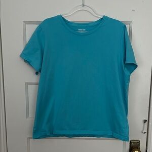 Lands' End Short Sleeve T-Shirt, Relaxed Fit Crew Neck, Women's L (petite), blue